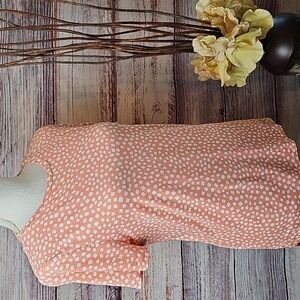 NEW ALFANI PEACH ABSTRACT SHORT SLEEVE PULLOVER TEE